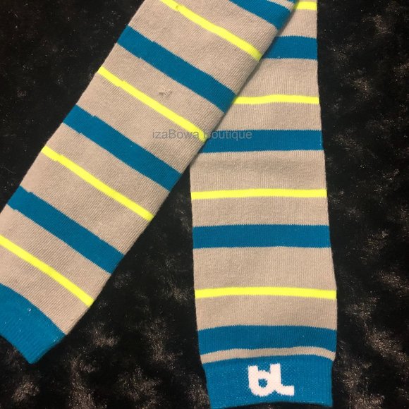 Grey, Blue & Yellow Stripe Legwarmers (2) LW2727 boutique new unisex - Picture 1 of 1